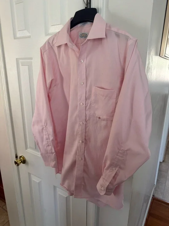 Eagle Shirtmakers Pink Dress Shirt 15.5 32/33 Non-Iron 100% Cotton Mens Medium - Picture 5 of 9